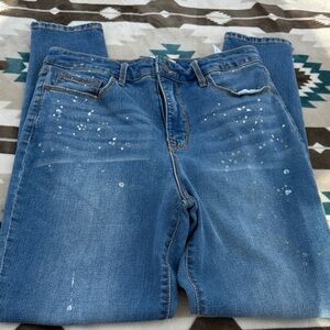 718.   Social standard Stylish Blue Women's Cropped Jeans metallic design